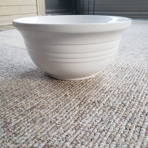 Vintage White Banded Mixing Bowl Friendship Pottery Style Roseville Ohio USA